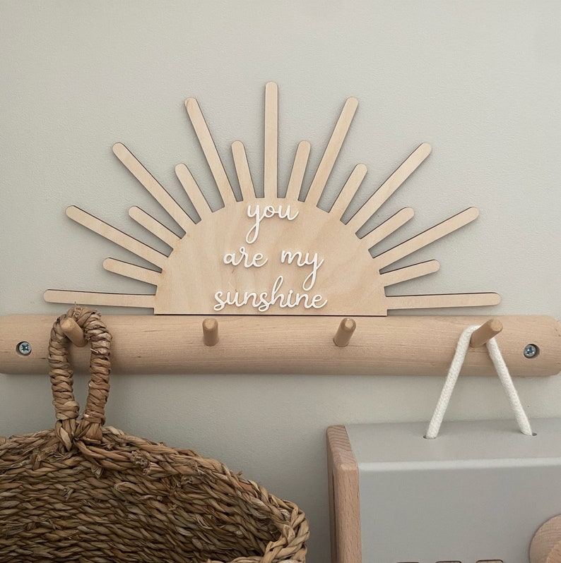 You are my sunshine shaped plaque, wall art, wooden sign, baby bedroom decor photo prop image 1