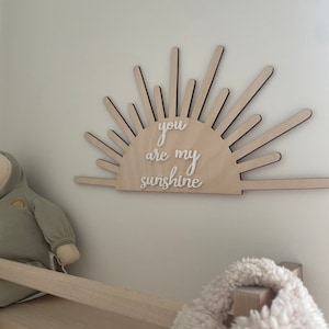 You are my sunshine shaped plaque, wall art, wooden sign, baby bedroom decor photo prop image 3