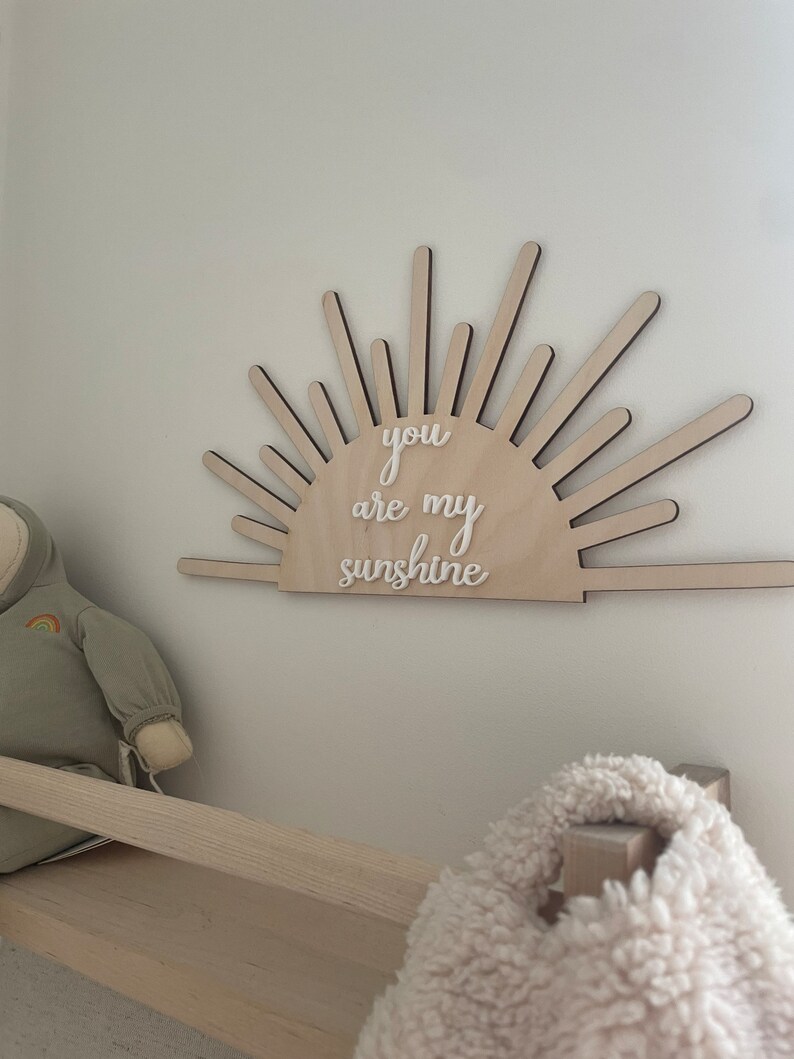 You are my sunshine shaped plaque, wall art, wooden sign, baby bedroom decor photo prop image 3