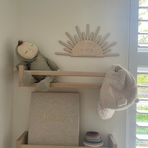 You are my sunshine shaped plaque, wall art, wooden sign, baby bedroom decor photo prop image 5