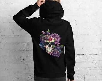 Floral Sugar Skull Unisex Hoodie | Halloween Hoodie | Day of the Dead | dia de los Muertos