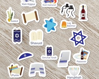 Jewish kiss cut stickers, Jewish planner stickers, Jewish holidays, Bar mitzvah, Jewish wedding stickers sheet, Jewish stickers set