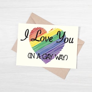 Cartão para impressão LGBTQ+ EU TE AMO de um jeito gay