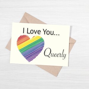 Cartão LGBTQ + EU TE AMO Queerly para impressão