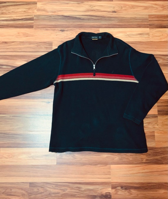 Vintage 90s Nautica Sweater Quarter Zip Navy Blue