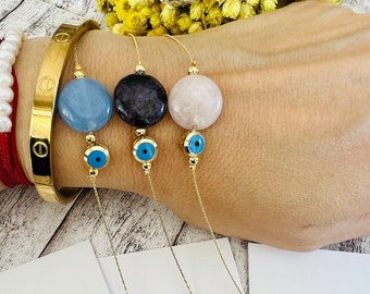 Bracelet en cristal, Bracelet réglable de protection de l'énergie, Bracelet en pierres naturelles, Pierre de méditation, Bracelet de perles
