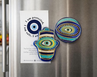 Imán de mal de ojo, imán de Nazar de cristal azul, imán protector para nevera, regalo de decoración del hogar