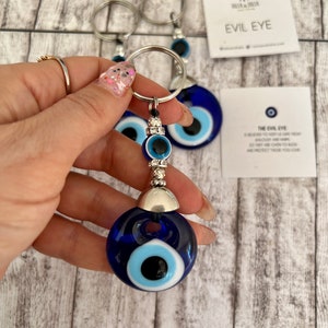 Blue Evil Eye Keychain: Lucky Charm, Protection Amulet