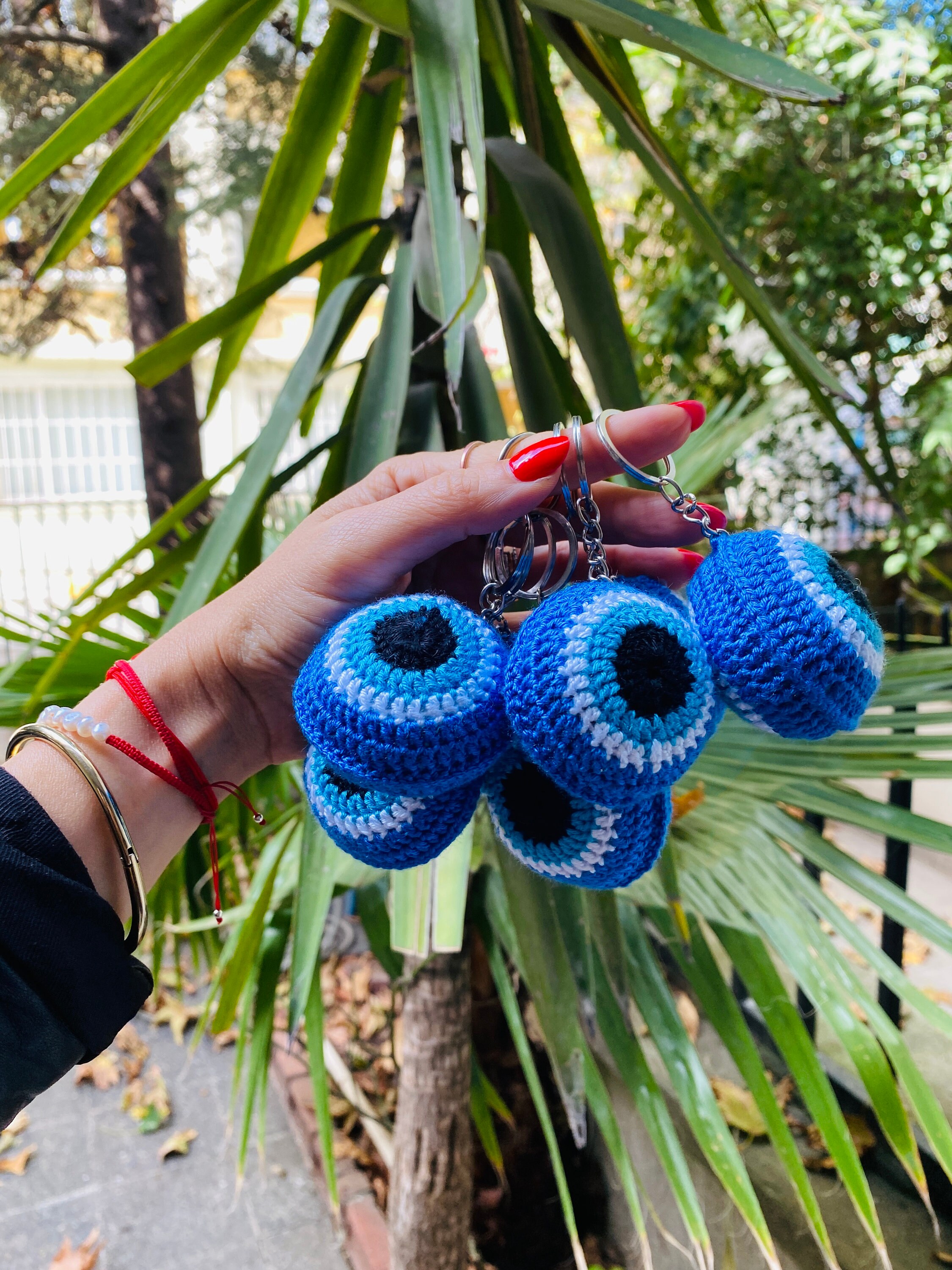 Hand-painted Evil Eye Bag Charm + Keychain