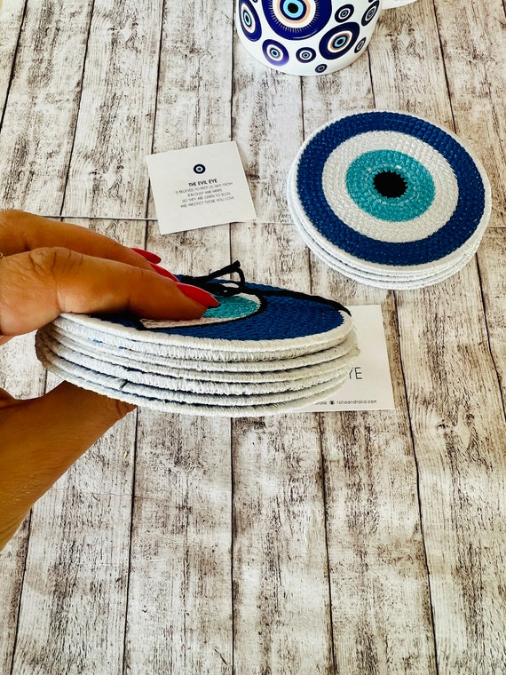 Coasters Set of 6 Drink Coaster Set Turkish Evil Eye Coasters