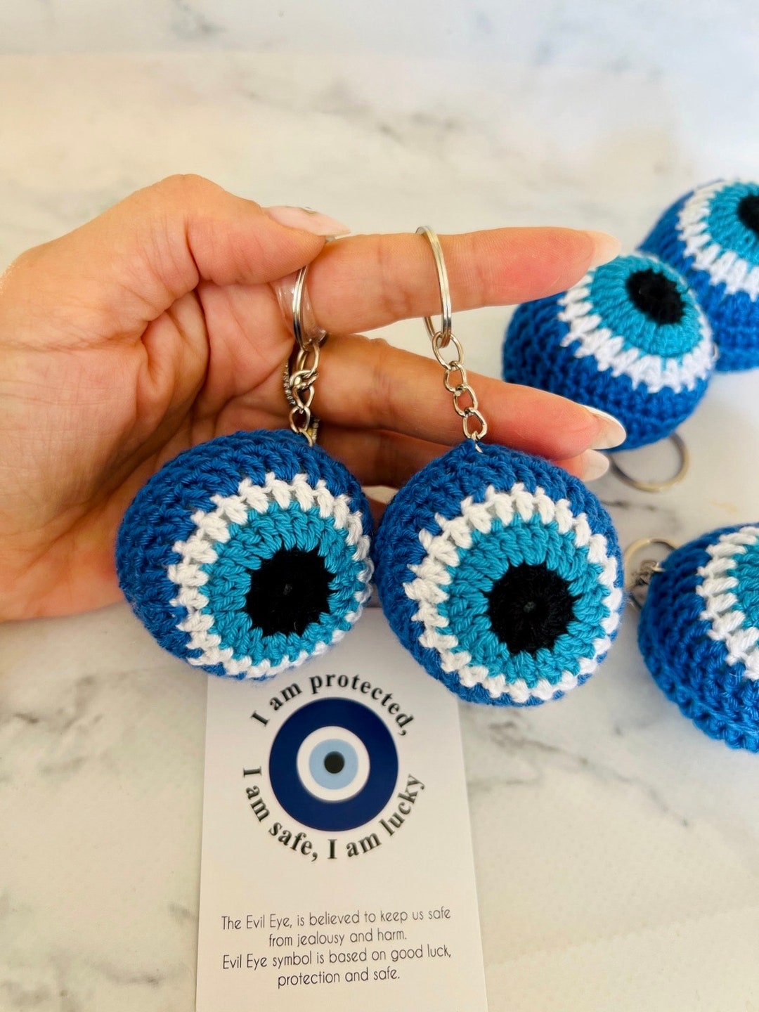 Hand-painted Evil Eye Bag Charm + Keychain main image 1