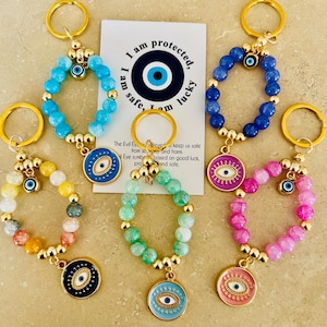 Evil Eye Keychain, Bag Charm, Protection Charm, Women Keychain, Good Luck Charm, Housewarming Gift, Gift for Her, Bridesmaid Gift