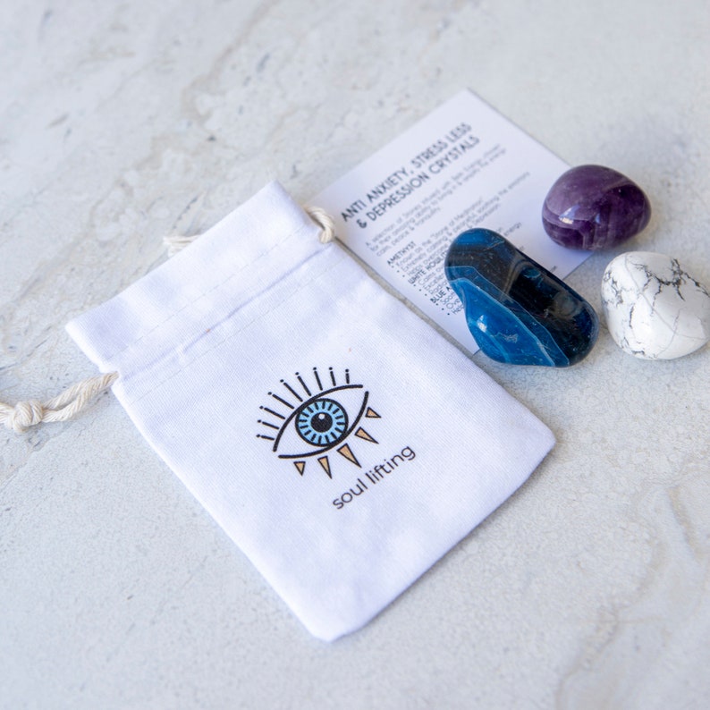 Anxiety Crystal Set Stress Less Crystal Set Anxiety Etsy