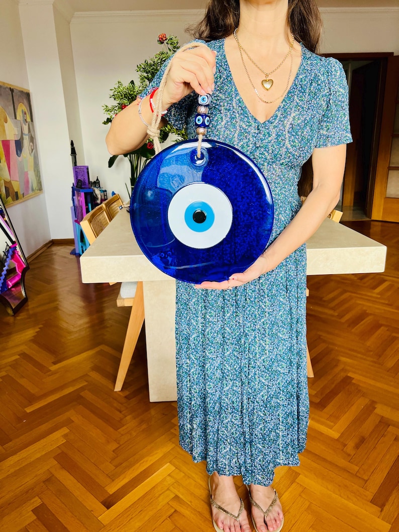 12-Zoll-Rosa-Evil-Eye-Wanddekor (30 cm) - Handgefertigter Glas-Nazar-Boncuk, moderne Schutzwandkunst, Minimale Wohndekoration, Geschenkidee Bild 15