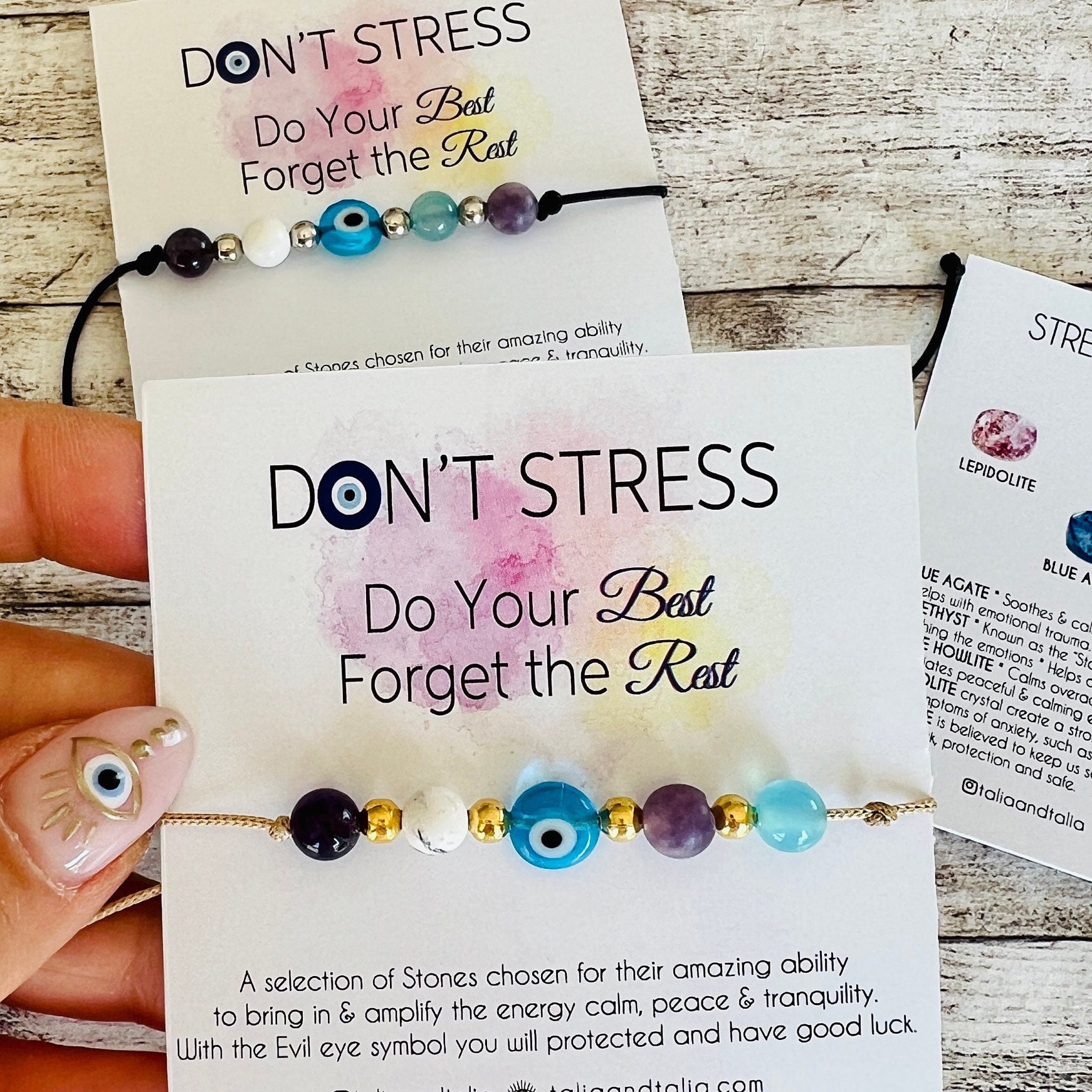 Crystal Anxiety Relief-armband: amethist, lepidoliet, boze oog,  kerstcadeaus hier - Etsy België, image size:1742x1742