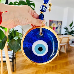 14K Gold Plated Evil Eye Wall Hanging: Turkish Home Protection Charm