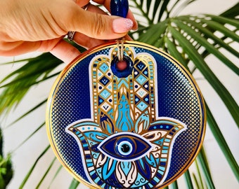 Evil Eye Hamsa Wall Hanging: Turkish Home Protection Charm