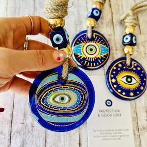 Glass Evil Eye Wall Hanging: Turkish Home Protection Charm
