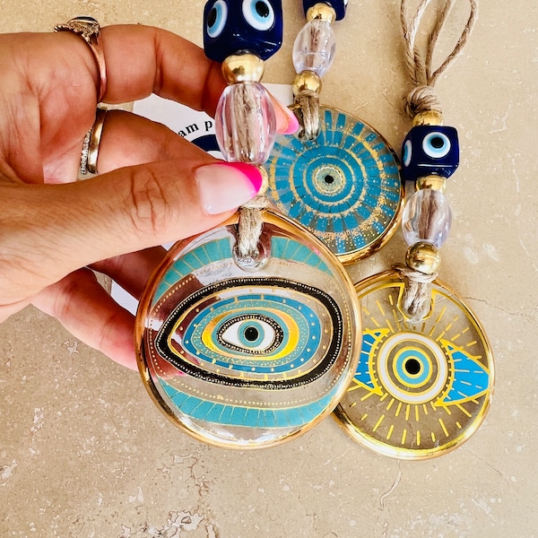 Boze oog muur hangen, woondecoratie, cadeau-idee nieuw huis, huisbescherming, geluk, beschermingsbedel, cadeau thuis