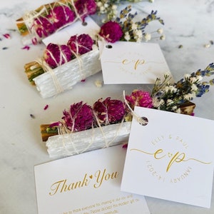 Personalized Wedding Favor: Floral Palo Santo & Selenite