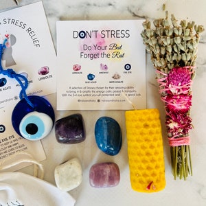 Anxiety Relief Crystal Kit: Amethyst, Moonstone, Agate, Lepidolite