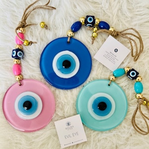 Glass Evil Eye Wall Hanging: Turkish Home Protection Decor