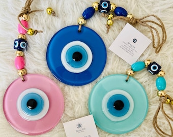 Glass Evil Eye Wall Hanging: Turkish Home Protection Decor