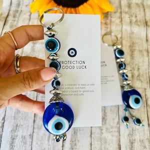 Evil Eye Keychain,  Lucky evil eye keychain, evil eye key ring - bag charm - evil eye beads - new home gift
