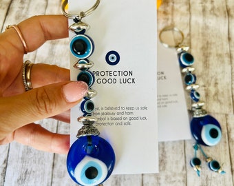 Evil Eye Keychain,  Lucky evil eye keychain, evil eye key ring - bag charm - evil eye beads - new home gift