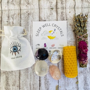 Sleep Crystal Set: Rose Quartz, Amethyst, Selenite, Clear Quartz