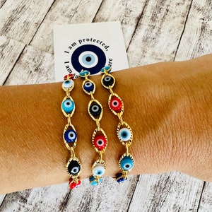 Handgemachtes Evil Eye Armband: 14K Vergoldetes Schutz Schmuck, Weihnachtsgeschenke