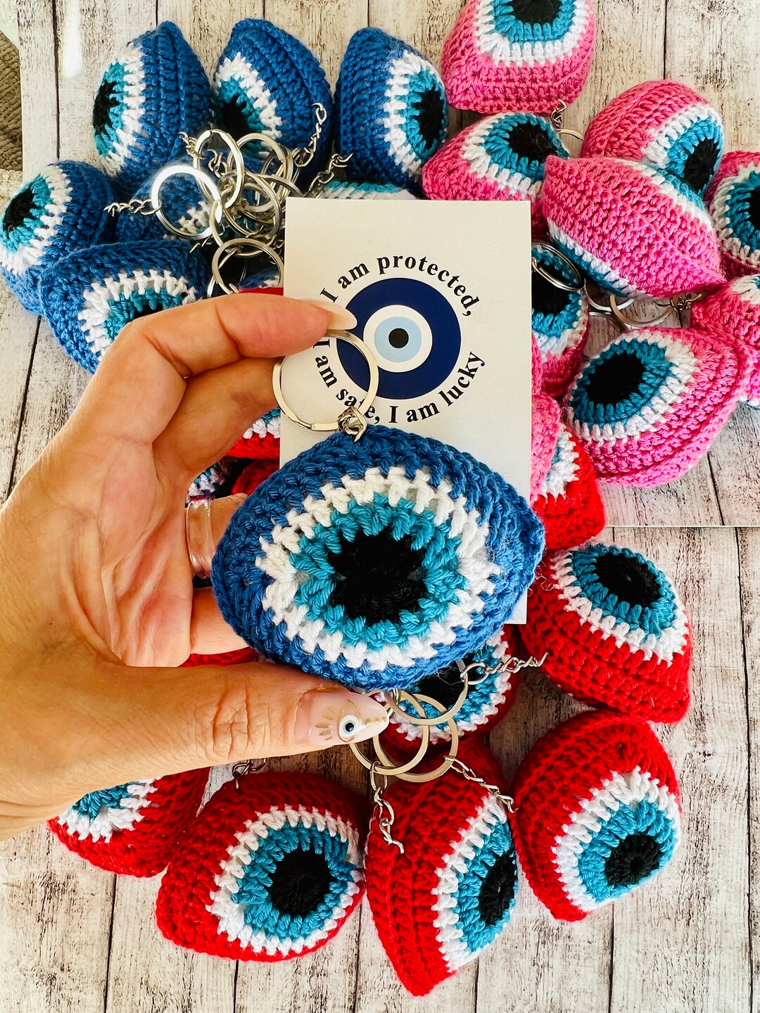 Evil Eye Keychain Macrame Keychain Lucky Evil Eye Keychain, Evil Eye