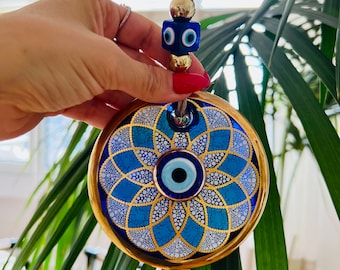 Evil Eye Wandbehang, Hausschutz, Wohnkultur, Geschenkidee für ein neues Zuhause, Home Schutz, Glück, Schutzbringer, Babypartygeschenk