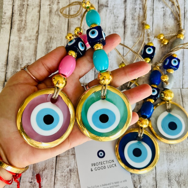 Boze oog muur hangen, glazen huisdecor, kunst aan de muur, roze huisdecor, blauw huisdecor, groen huisdecor, beschermingsbedel, cadeau voor thuis