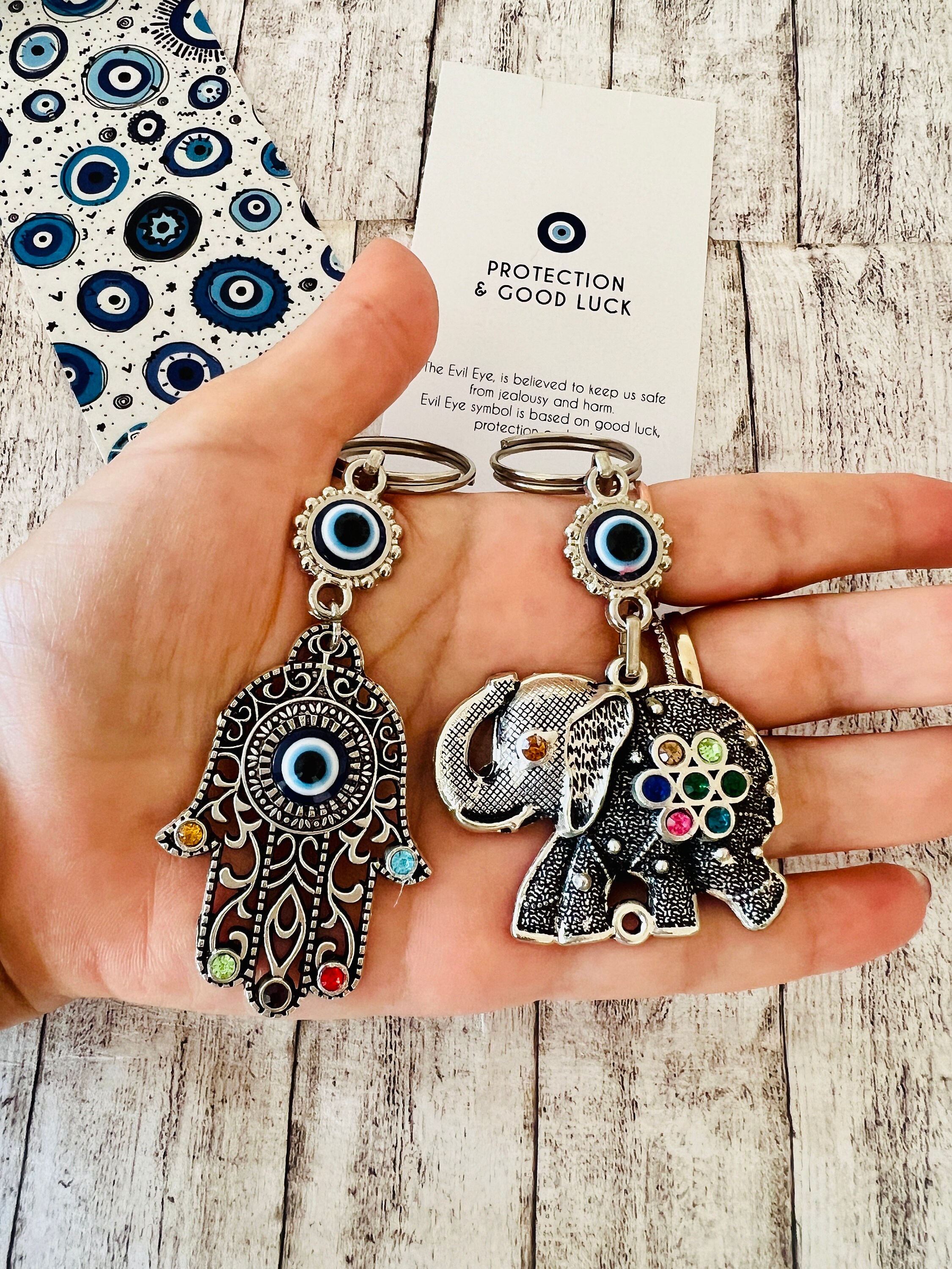 Porte-clés pendentif main de Fatima Hamsa turc, mauvais œil Porte-clés pendentif main de Fatima Hamsa turc, mauvais œil
