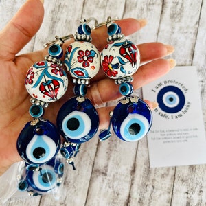 Evil eye keychain - lucky evil eye keychain, evil eye key ring - bag charm keyring  - silver evil eye keychain, wedding gift for guests