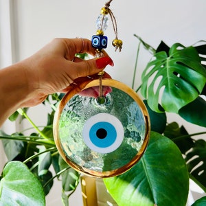 Glass Wall Hanging, Evil Eye Wall Decor, House Protection, Home Decor, New Home Gift Idea, Home Protection, Good Luck, Protection Charm