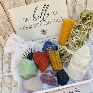 Beginner Crystal Set, 8 Crystals Starter Kit with Healing Crystals, Starter Crystals Set with Healing, Selenite Tower Stones, Great Gift