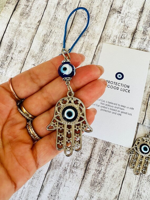 Ciondolo Portafortuna In Vetro Blu A Forma Di Occhio, Amuleto Decorativo Da Appendere Per Auto O Casa, Fatto A Mano, 13,5x9 Cm