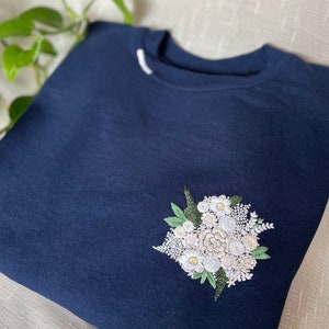 PRE-ORDER! Wedding Flower Floral Keepsake - Hand Embroidered Sweatshirt - MTO!