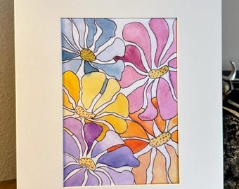 Impresión floral vintage en acuarela: arte mural botánico