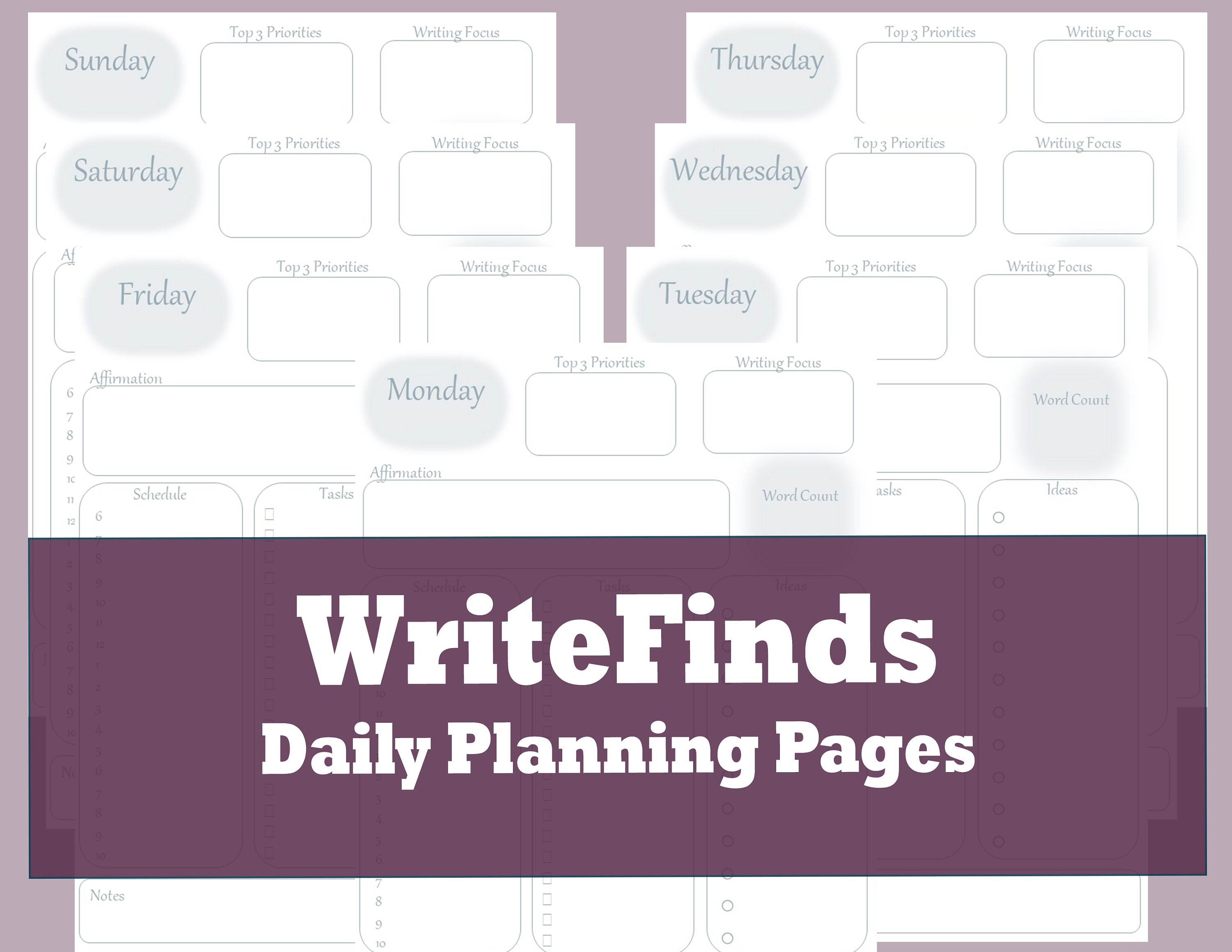 Writer's Printable Calendar Pages 15 Pages Yearly Etsy UK