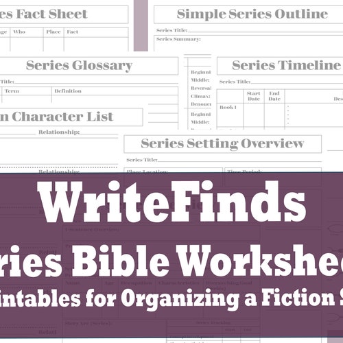 Fiction Series Bible Printable Worksheets for Writers Novel - Etsy