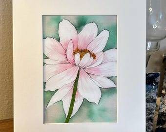 Impresión de acuarela de lirio rosa: arte botánico, decoración inspirada en la naturaleza