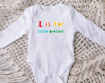 L is for Little Brother Toddler T-shirt and Baby Onesie, Sibling Matching, Little Brother Shirt, New Sibling Gift, Baby Announcement