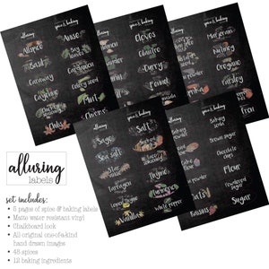 Spice and Baking Labels, Chalkboard-look spice labels, Kitchen Organization, Pantry Organization