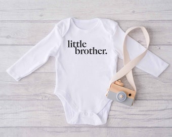 Little Brother Long Sleeved Bodysuit Little Bro Shirt Little Brother TShirt New Sibling T-Shirt 2nd Pregnancy tee Second Baby Announcement