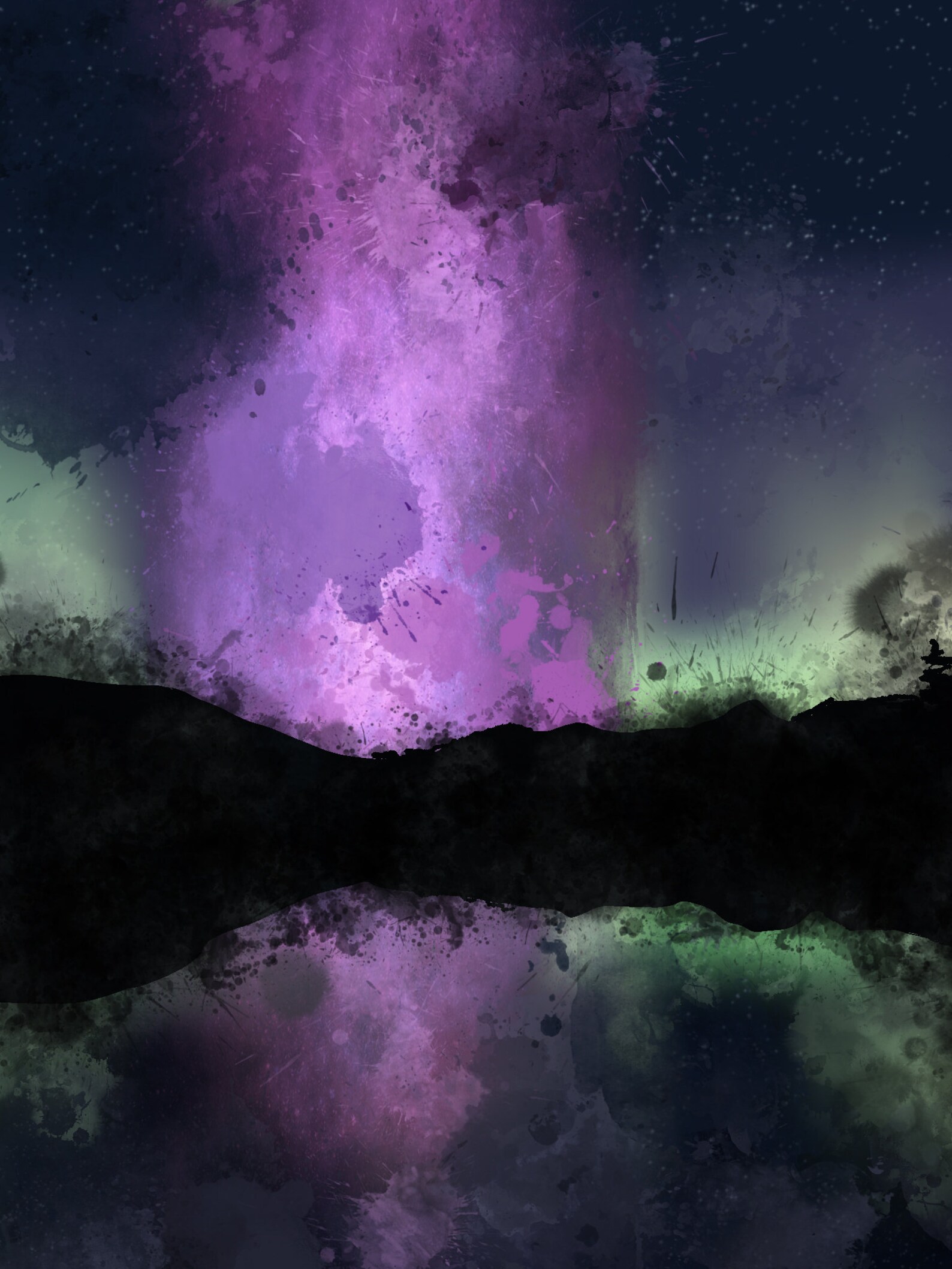 Northern Lights Painting Digital Download Etsy