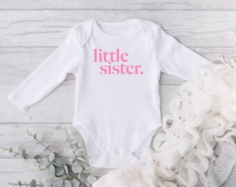 Little Sister Long Sleeved Bodysuit Little Sis Shirt Little Sister TShirt New Sibling t-Shirt Second Pregnancy top 2nd Baby Announcement Tee