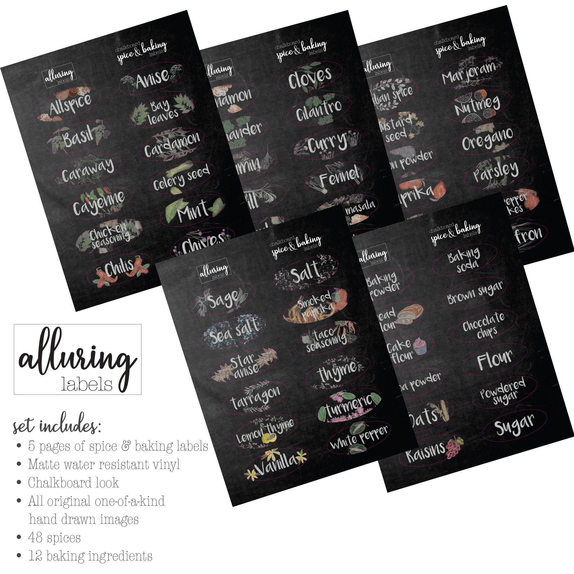 SALE Printable Chalkboard Labels Outlined Black Label Clipart Printable  Chalkboard Tags School Labels Pantry Spice Jar Labels Chalk Board 